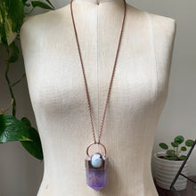 Load image into Gallery viewer, Amethyst Polished Point & Rainbow Moonstone Necklace - Ready to Ship