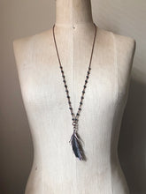 Load image into Gallery viewer, Electroformed Dark Gray Feather Necklace (Ready to Ship) - Darkness Calling Collection