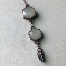 Load image into Gallery viewer, Double White Moonstone Hexagon and Dravite Necklace - Ready to Ship