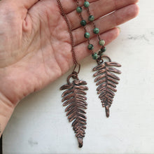 Load image into Gallery viewer, Electroformed Fern with Raw Green Kyanite Necklace #2