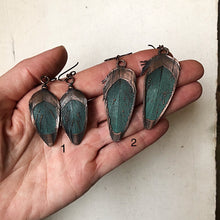 Load image into Gallery viewer, Electroformed Macaw Feather Earrings - Ready to Ship