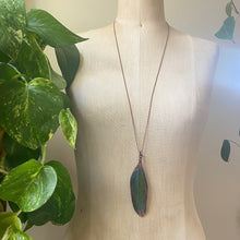 Load image into Gallery viewer, Electroformed Green Macaw Feather Necklace #1- Ready to Ship