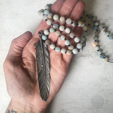 Load image into Gallery viewer, Amazonite and Sterling Silver Feather Necklace - Ready to Ship