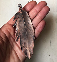 Load image into Gallery viewer, Electroformed Large Blue & Green Macaw Feather Necklace - Ready to Ship