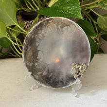 Load image into Gallery viewer, Large Gold Crescent Moon Scrying Mirror with Pyrite Cluster - Ready to Ship