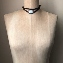 Load image into Gallery viewer, Rainbow Moonstone & Leather Wrap Bracelet/Choker