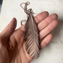 Load image into Gallery viewer, Electroformed Feather and Rainbow Moonstone Necklace - Ready to Ship