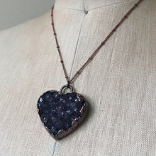 Load image into Gallery viewer, Dark Amethyst Druzy Heart Necklace #3 - Ready to Ship