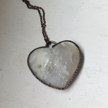 Load image into Gallery viewer, White Agate Druzy “Broken Open” Heart Necklace #3 - Ready to Ship