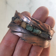 Load image into Gallery viewer, Electroformed Feather Cuff with Raw Chakra Stones #1 - Ready to Ship