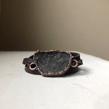 Load image into Gallery viewer, Gray Druzy and Leather Wrap Bracelet/Choker #3 - Ready to Ship