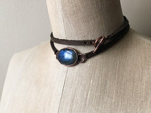 Load image into Gallery viewer, Labradorite and Leather Wrap Bracelet/Choker #2 (5/17 Update)