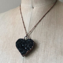 Load image into Gallery viewer, Dark Amethyst Druzy Heart Necklace #5 - Ready to Ship