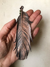 Load image into Gallery viewer, Electroformed Feather and Labradorite Necklace #2 - Ready to Ship