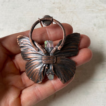 Load image into Gallery viewer, Electroformed Butterfly With Angel Aura Quartz & Rainbow Moonstone Necklace - Ready to Ship