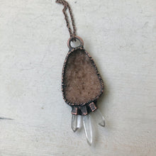 Load image into Gallery viewer, Druzy & Raw Clear Quartz Statement Necklace #3 - Ready to Ship