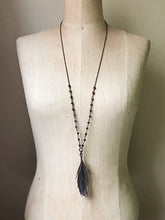 Load image into Gallery viewer, Electroformed African Gray Feather Necklace - Ready to Ship