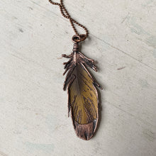 Load image into Gallery viewer, Electroformed Yellow Macaw Feather Necklace #2 - Ready to Ship