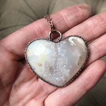 Load image into Gallery viewer, White Agate Druzy “Broken Open” Heart Necklace #3 - Ready to Ship