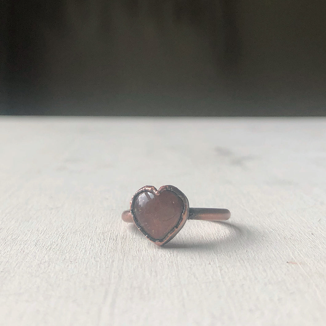 Sunstone Heart Ring - #1 (Size 6.5-6.75) - Ready to Ship