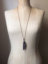 Load image into Gallery viewer, Electroformed Dark Gray Feather Necklace #2 (Ready to Ship) - Darkness Calling Collection