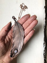 Load image into Gallery viewer, Electroformed Feather and Rainbow Moonstone Necklace #2 - Moksha Collection