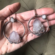 Load image into Gallery viewer, Amethyst Spirit Quartz with Druzy Moon Necklace - Snow Moon Collection