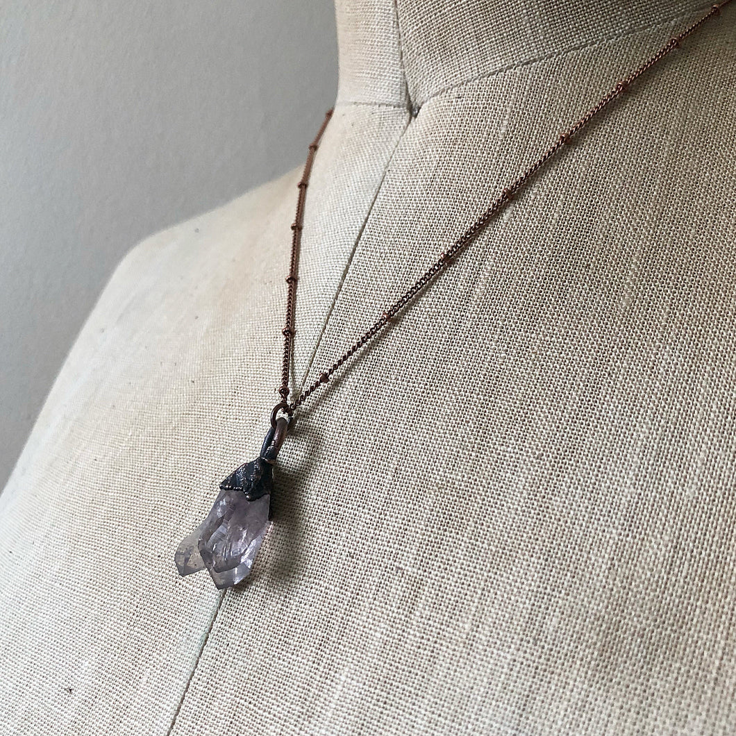 Raw Pale Amethyst Triple Point Necklace - Ready to Ship