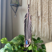Load image into Gallery viewer, Electroformed Charcoal Grey Dove Feather & Opal Necklace #1- Ready to Ship