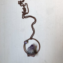 Load image into Gallery viewer, Amethyst Cluster with Rainbow Moonstone Necklace #2 - Tell Tale Heart Collection