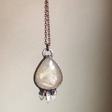Load image into Gallery viewer, Rutile Quartz Teardrop with Clear Quartz Points Necklace - Ready to Ship
