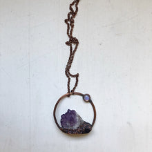 Load image into Gallery viewer, Amethyst Cluster with Rainbow Moonstone Necklace #4 - Tell Tale Heart Collection