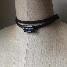 Load image into Gallery viewer, Raw Black Tourmaline and Leather Wrap Bracelet/Choker - Made to Order