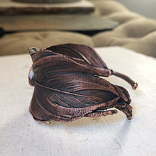 Load image into Gallery viewer, Electroformed Feather Wide Cuff Bracelet with Rainbow Moonstone