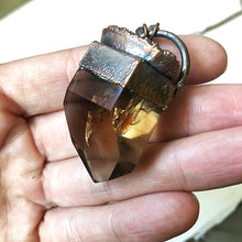 Load image into Gallery viewer, Smoky Quartz Point with Black Druzy Necklace - Ready to Ship (Flower Moon Collection)