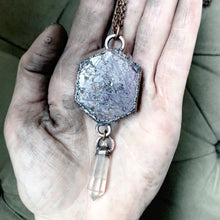 Load image into Gallery viewer, Raw Ruby & Double Terminated Clear Quartz Point Necklace #3