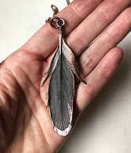 Load image into Gallery viewer, Electroformed African Gray Feather Necklace - Ready to Ship
