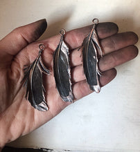 Load image into Gallery viewer, Electroformed Dark Gray Feather Necklace (Ready to Ship) - Darkness Calling Collection