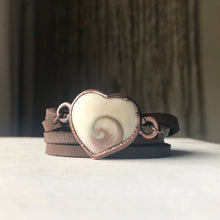 Load image into Gallery viewer, Eye of Shiva Heart and Leather Wrap Bracelet/Choker #1