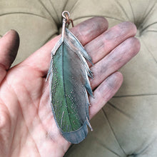Load image into Gallery viewer, Electroformed Green Macaw Feather Necklace #3- Ready to Ship