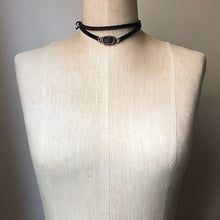 Load image into Gallery viewer, Charcoal Druzy and Leather Wrap Bracelet/Choker #2 (Ready to Ship) - Darkness Calling Collection