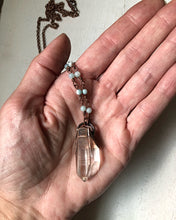 Load image into Gallery viewer, Raw Clear Quartz Point Necklace with Amazonite Accented Chain (Satya Collection)