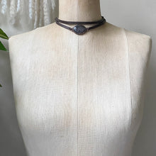 Load image into Gallery viewer, Silver Obsidian and Leather Wrap Bracelet/Choker - Ready to Ship