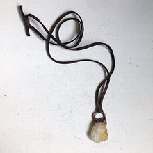 Load image into Gallery viewer, Raw Citrine Necklace on Adjustable Brown Leather Lace #1 (Icarus Soaring)