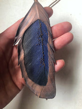 Load image into Gallery viewer, Large Blue Macaw Feather Necklace - Ready to Ship