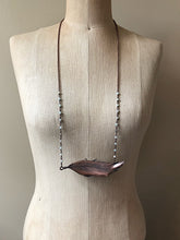 Load image into Gallery viewer, Electroformed Wild Feather Necklace with Amazonite Accent Chain (Horizontal Style) - Moksha Collection