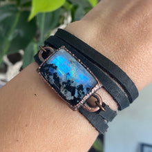 Load image into Gallery viewer, Rainbow Moonstone & Leather Wrap Bracelet/Choker - Ready to Ship