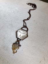 Load image into Gallery viewer, Clear Quartz Hexagon & Raw Citrine Necklace (Icarus Soaring)