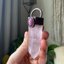 Load image into Gallery viewer, Rose Quartz Point with Pink Sapphire Necklace - Ready to Ship