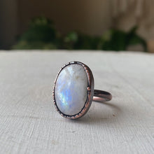Load image into Gallery viewer, Rainbow Moonstone Ring - Oval #5 (Size 6.25) - Ready to Ship